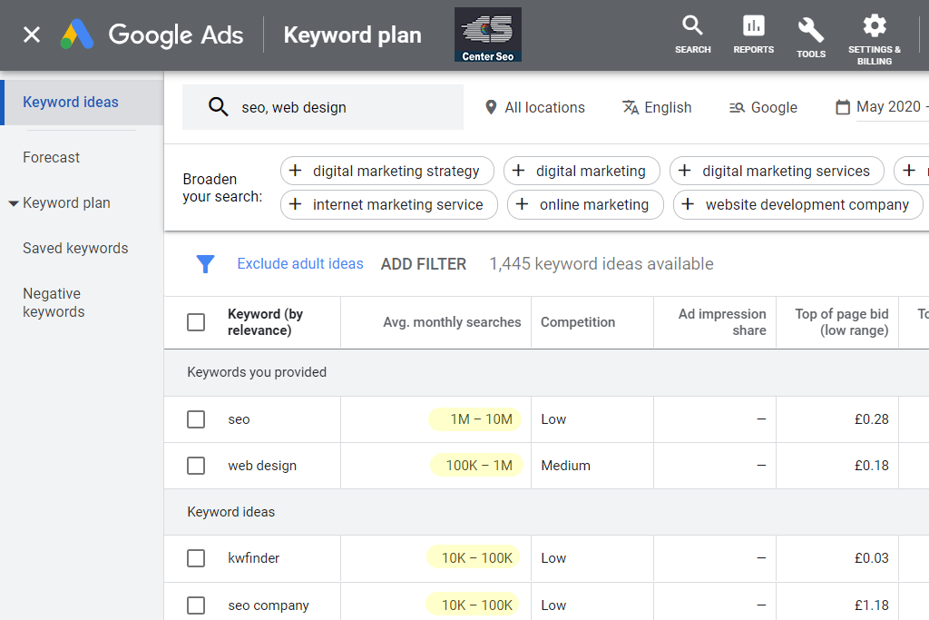 جستجوی ماهانه کلمات کلیدی