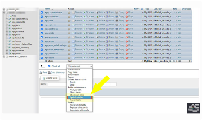 Optimize table وردپرس